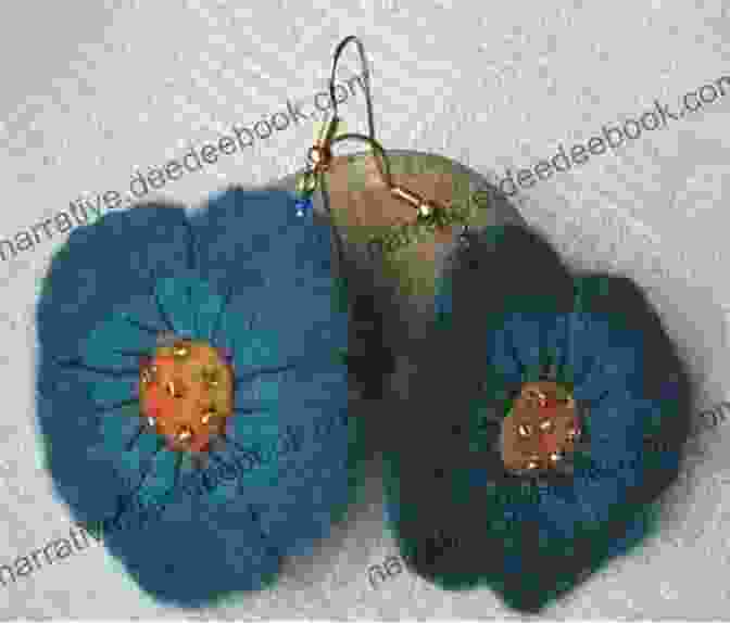 A Collection Of Needle Felted Jewelry, Including A Bird Pendant, Flower Earrings, And Leaf Brooch Beginner S Guide To Felting Nicky Epstein