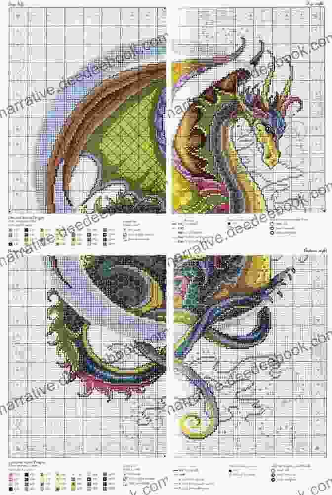 A Completed Dragon Cross Stitch Pattern From Mother Bee Designs. Dragon 4 Cross Stitch Pattern Mother Bee Designs