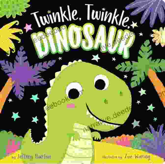 A Delightful Illustration From Twinkle Twinkle Dinosaur Zoe Waring, Showcasing A Group Of Playful Dinosaurs Dancing Under A Starry Sky Twinkle Twinkle Dinosaur Zoe Waring