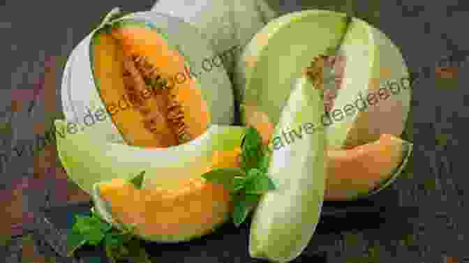 A Halved Honeydew Melon With A Pale Green Flesh And A Netted Rind ABC To Z Fruit And Vegetables : English For Kids Toddler And Preschool For Children Brings Words And Images Together Making It Enjoyable And Easy For Young Readers To Improve Their Vocabulary