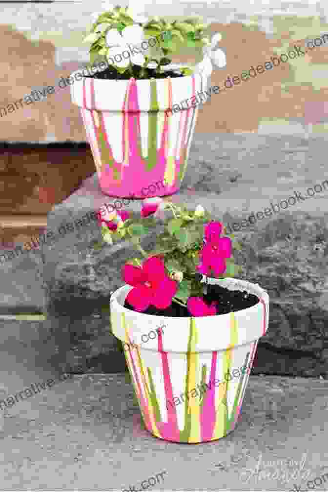 A Photo Of Painted Flower Pots Colourful Fun Embroidery: Featuring 24 Modern Projects To Bring Joy And Happiness To Your Life (Crafts)