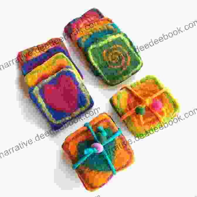 A Set Of Colorful And Patterned Wet Felted Coasters Beginner S Guide To Felting Nicky Epstein