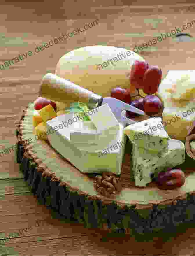 An Assortment Of Cheeses Arranged On A Wooden Platter, Including Brie, Cheddar, Gouda, And Mozzarella. On The Subject Of Cheese