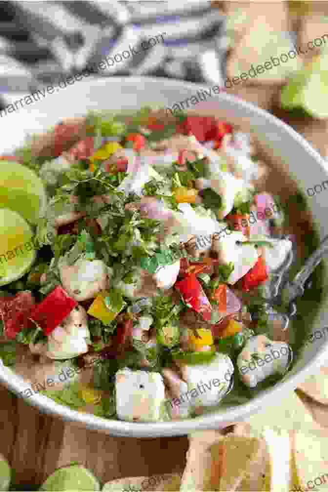 Ceviche, A Peruvian Dish Made From Fresh Raw Fish Marinated In Lime Juice, Onions, Cilantro, And Aji Peppers Authentic Peru Cookbook: Traditional And Famous Recipes From Peru