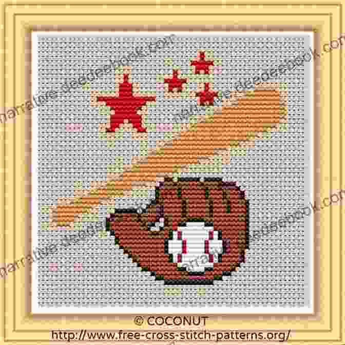 Mother Bee Designs Baseball Cross Stitch Pattern Featuring A Detailed Baseball Stitched On A White Aida Cloth Baseball Cross Stitch Pattern Mother Bee Designs