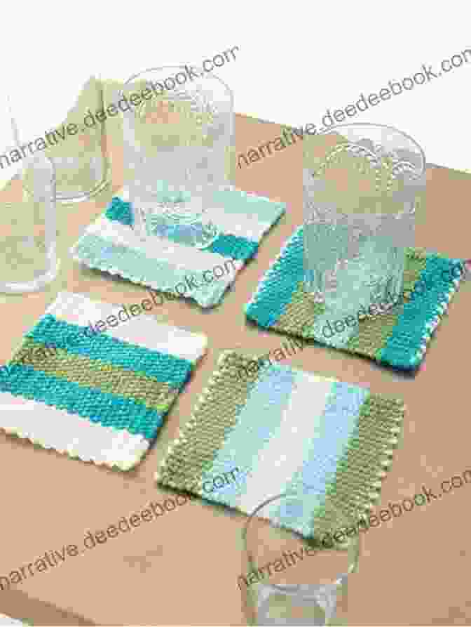 Woven Coasters With A Simple Weaving Technique And Stripes Of Color Macraweave: Macrame Meets Weaving With 18 Stunning Home Decor Projects